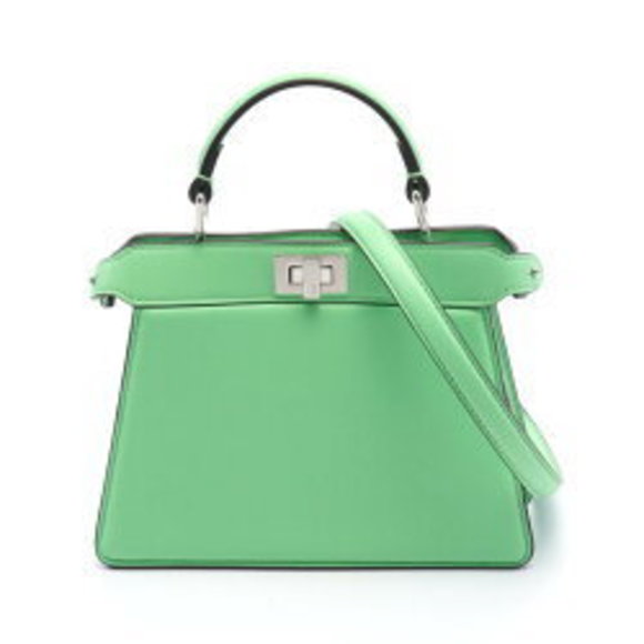 FENDI Peekaboo I See U Leather Handbag Green ABVE - Picture 1 of 4